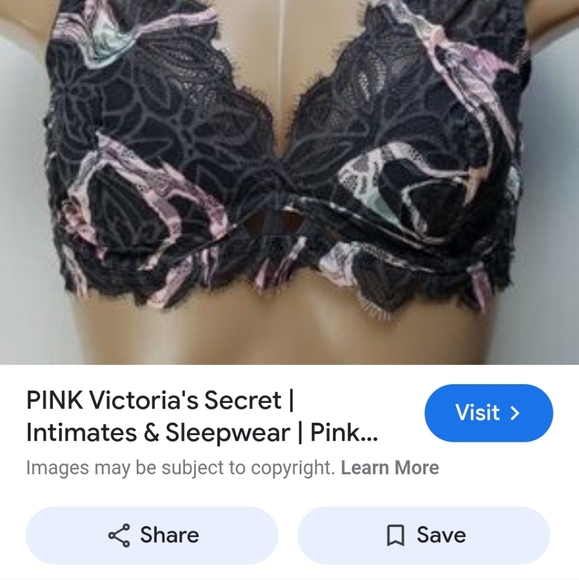 Victoria's Secret PINK Eyelash Lace Date Push Up Bralette, Sz S - Picture 5 of 15